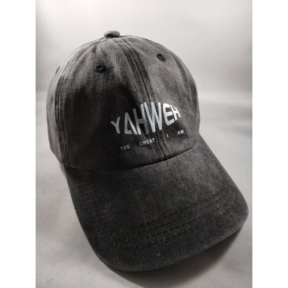 Yahweh The Great I Am Baseball Cap Religious Christian Charcoal Black Gray Hat - Picture 2 of 6